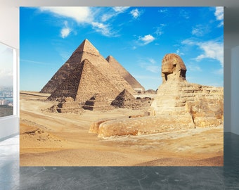 Pyramid Wall Art: Peel and Stick Wall Mural for Office Decor, Removable Landscape Wallpaper