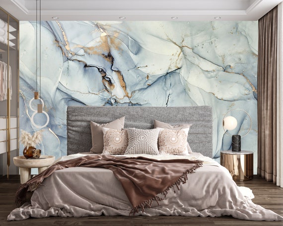 Murales de pared de mármol abstracto gris 3D, pintura de pared  personalizada, calcomanías de pared, calcomanías resistentes a desgarros,  resistentes