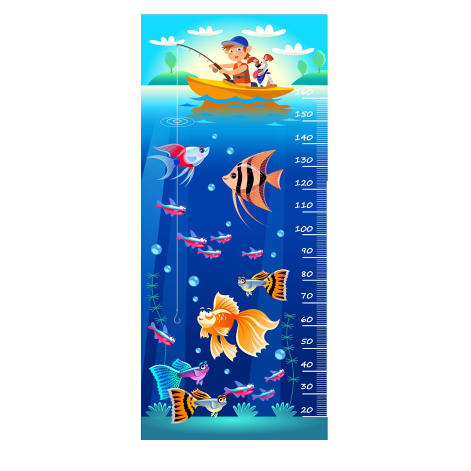 Water life height chart for kids self adhesive wall decal etsy
