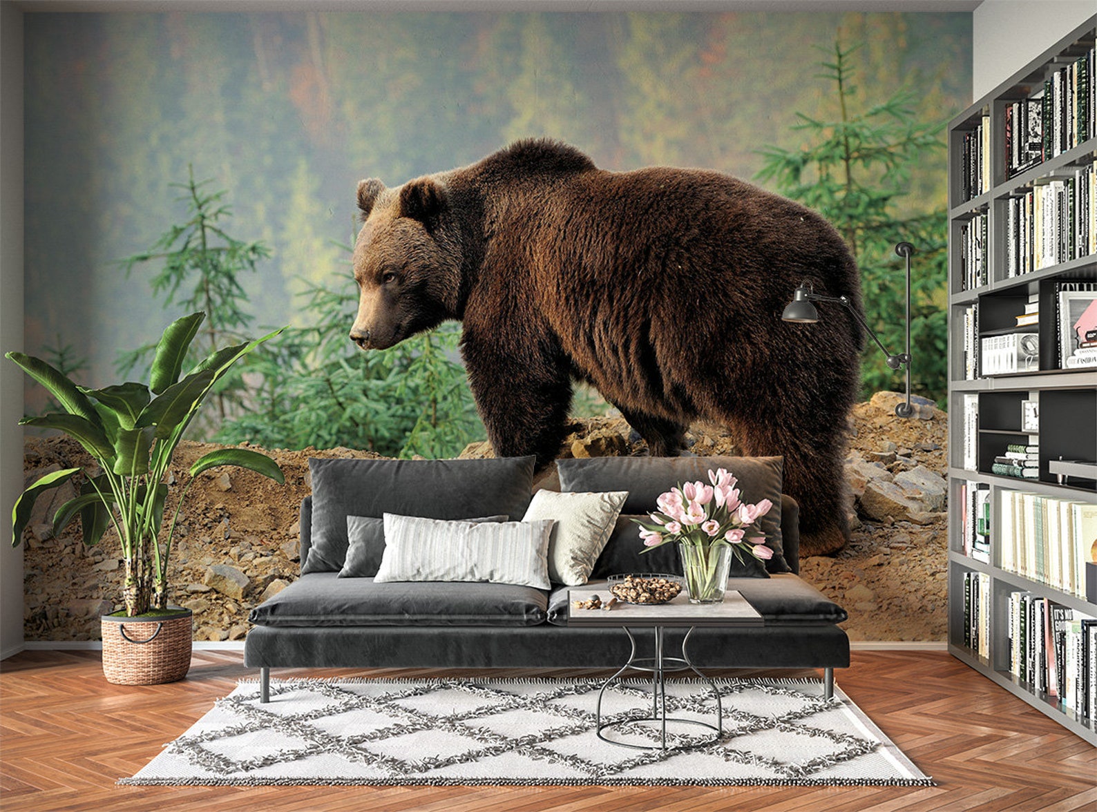 Bear Animal Wall Mural Wallpaper Wall Art Peel & Stick Self | Etsy