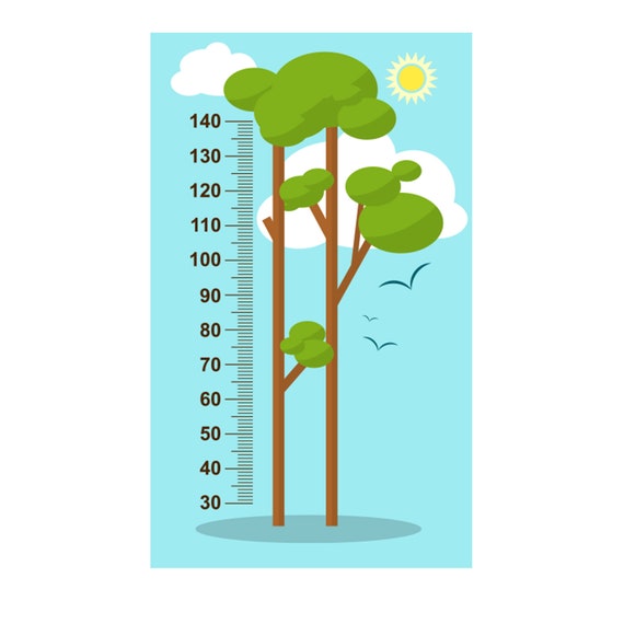 Trees Height Chart for Kids Self Adhesive Wall Decal Sticker Etsy