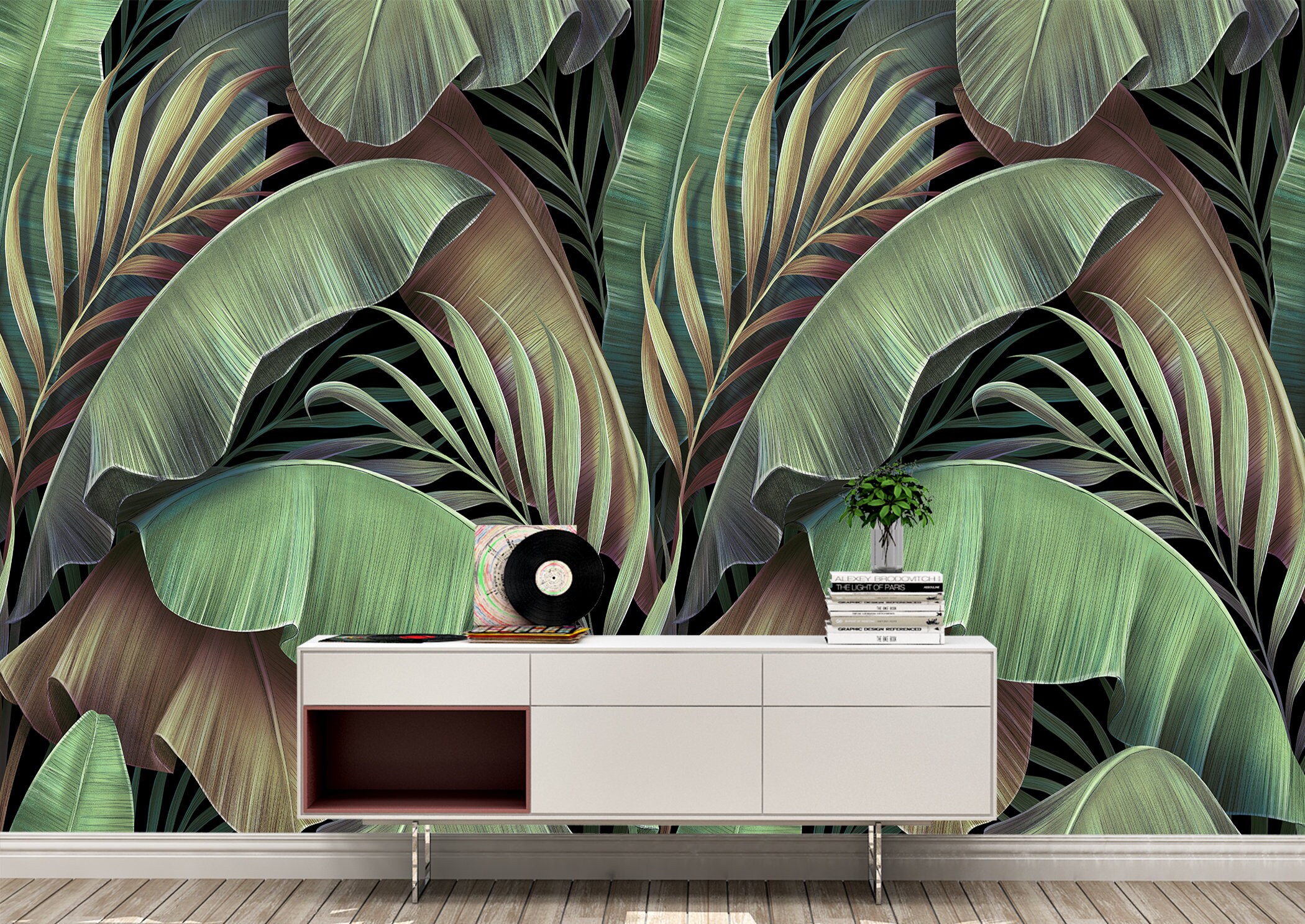 Background Leaves Wall Mural Wallpaper Wall Art Peel & Stick | Etsy