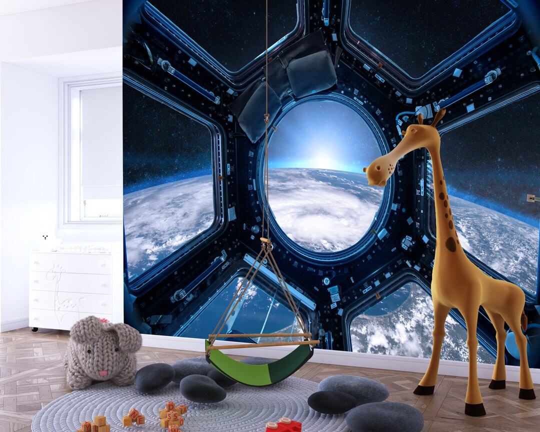 Spacecraft Cockpit Mural Selfadhesive Space Design, Children's Room