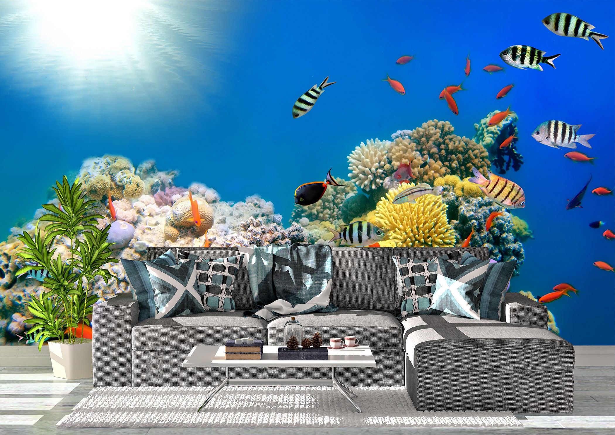Underwater Life Wall Mural Wallpaper Wall Art Peel & Stick - Etsy UK