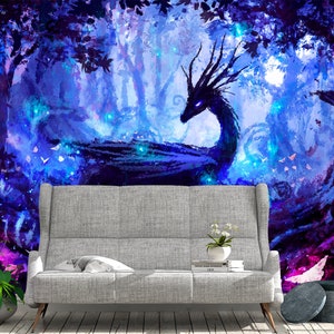 Magic Dragon Wall Mural Wallpaper Wall Art Peel & Stick Self Adhesive Decor Textured Large Wall Art Print