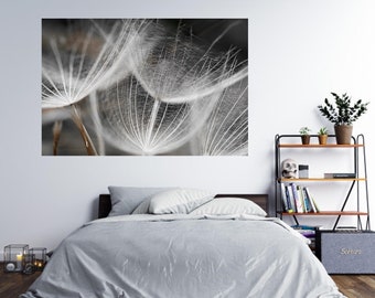 Wall Sticker Grey Dandelion Flower Poster Self-Adhesive Decal Deco Mural