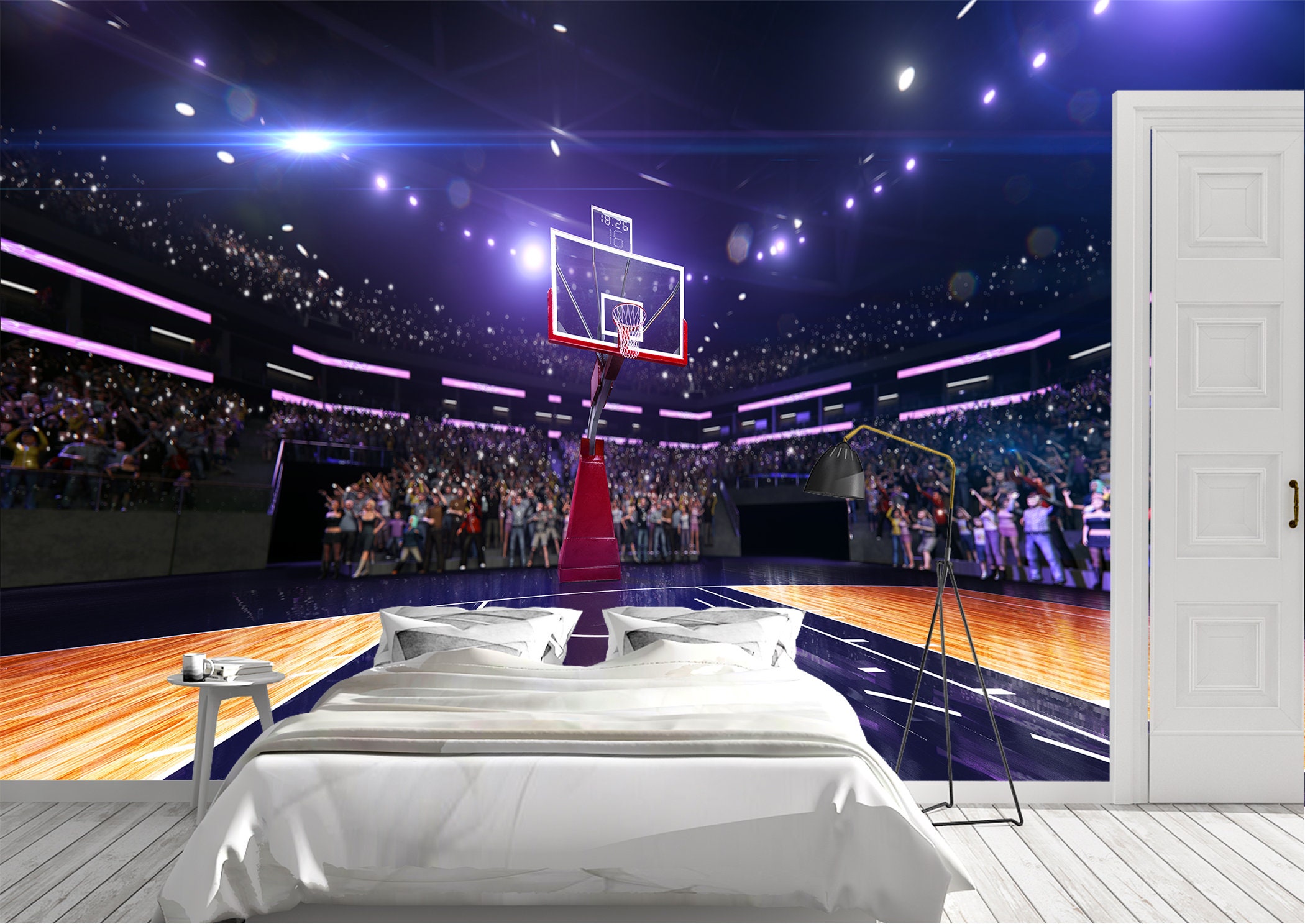 Basketball Court Wide View Wall Mural Photo Wallpaper UV Print Etsy UK