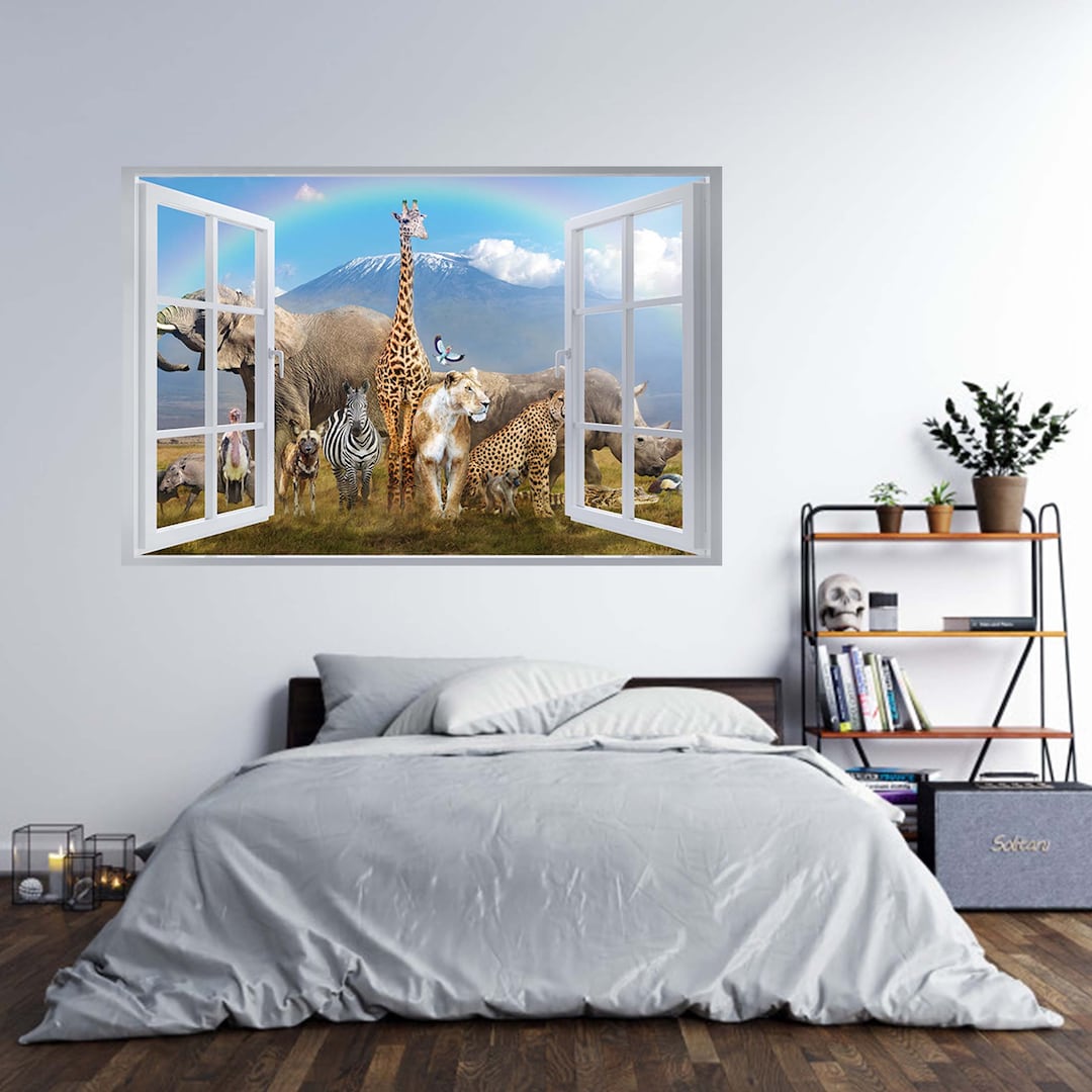 Conjunto De Pegatinas De Dibujos Animados De Animales Salvajes