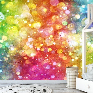 Abstract Rainbow Colours Kids Peel and Stick Wallpaper Large Wall Art Print Removable Wallpaper Nursery Decor Kids Art Display