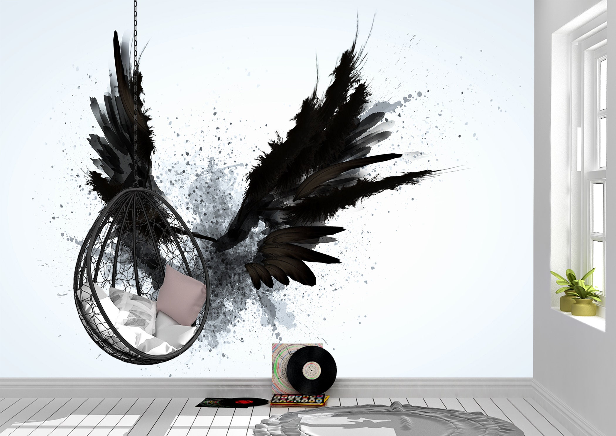 Abstract Angel Wings Wall Mural Photo Wallpaper UV Print Decal Etsy UK