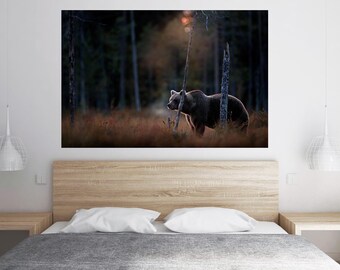 Wall Sticker Bear Hunting in the Forest Poster Self-Adhesive Decal Deco Mural