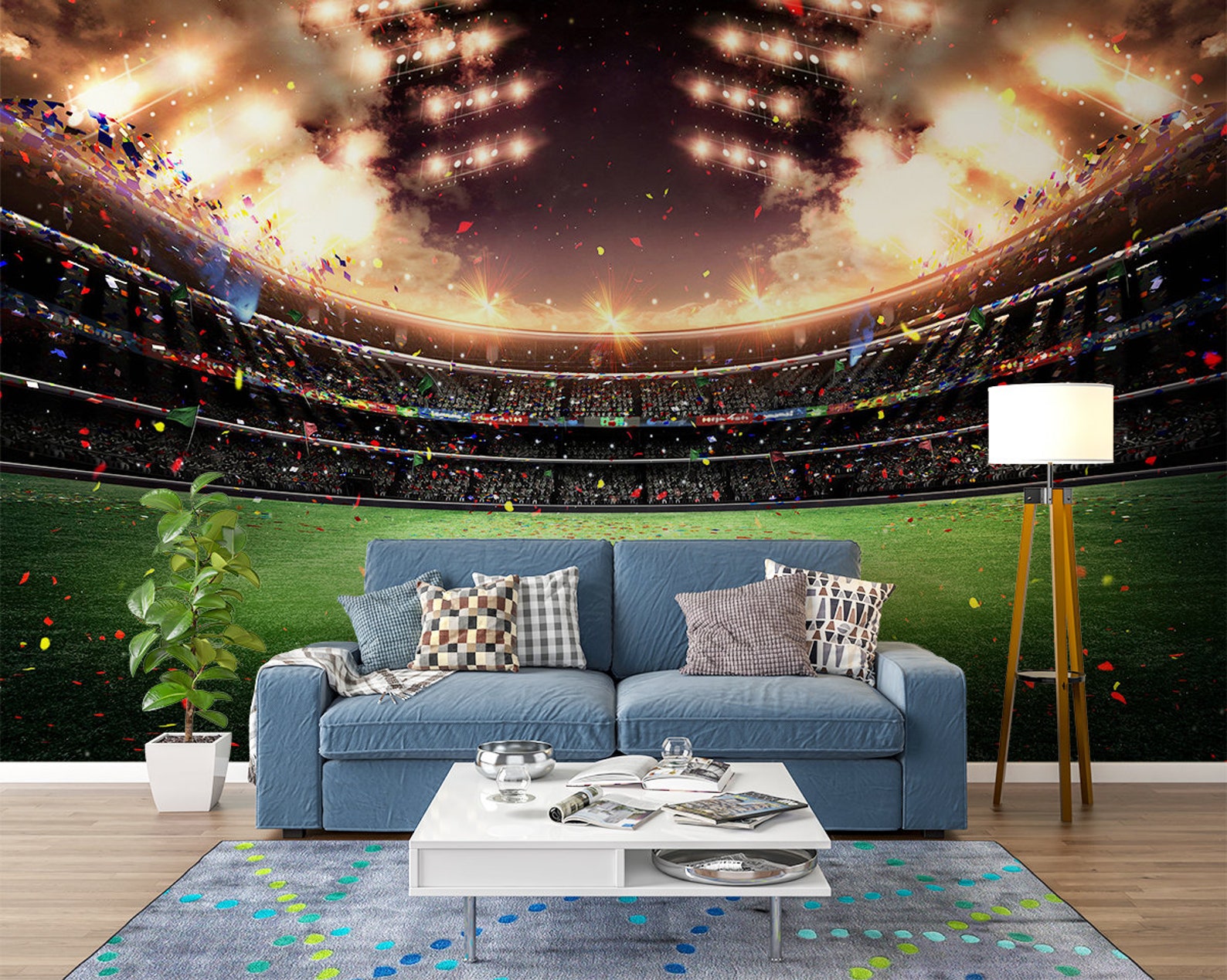 Football Stadium Landscape Wall Mural Photo Wallpaper UV Print Etsy UK