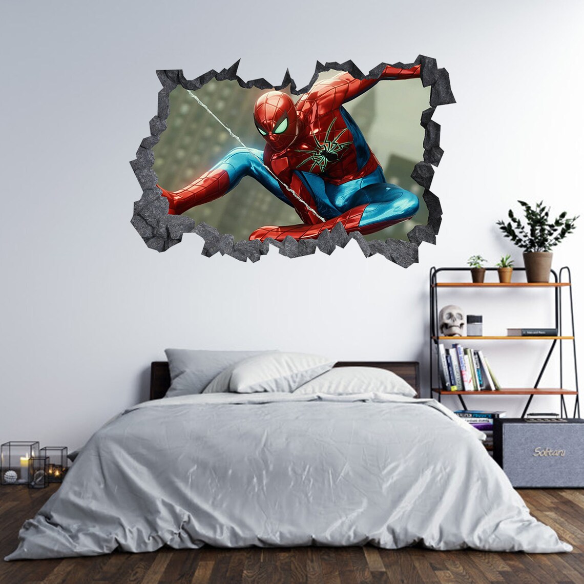Wall Sticker Spiderman Character Wall Stickers 3D Hole in the Etsy UK