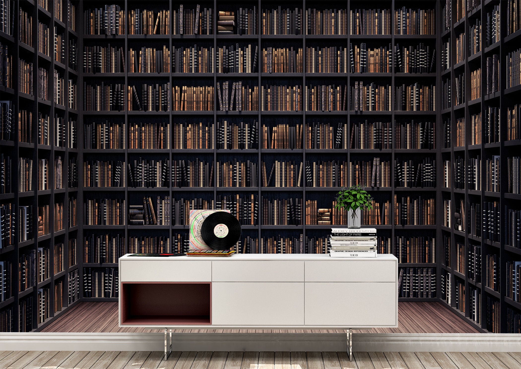 Bookshelves in the Library Wall Mural Photo Wallpaper UV Print Etsy