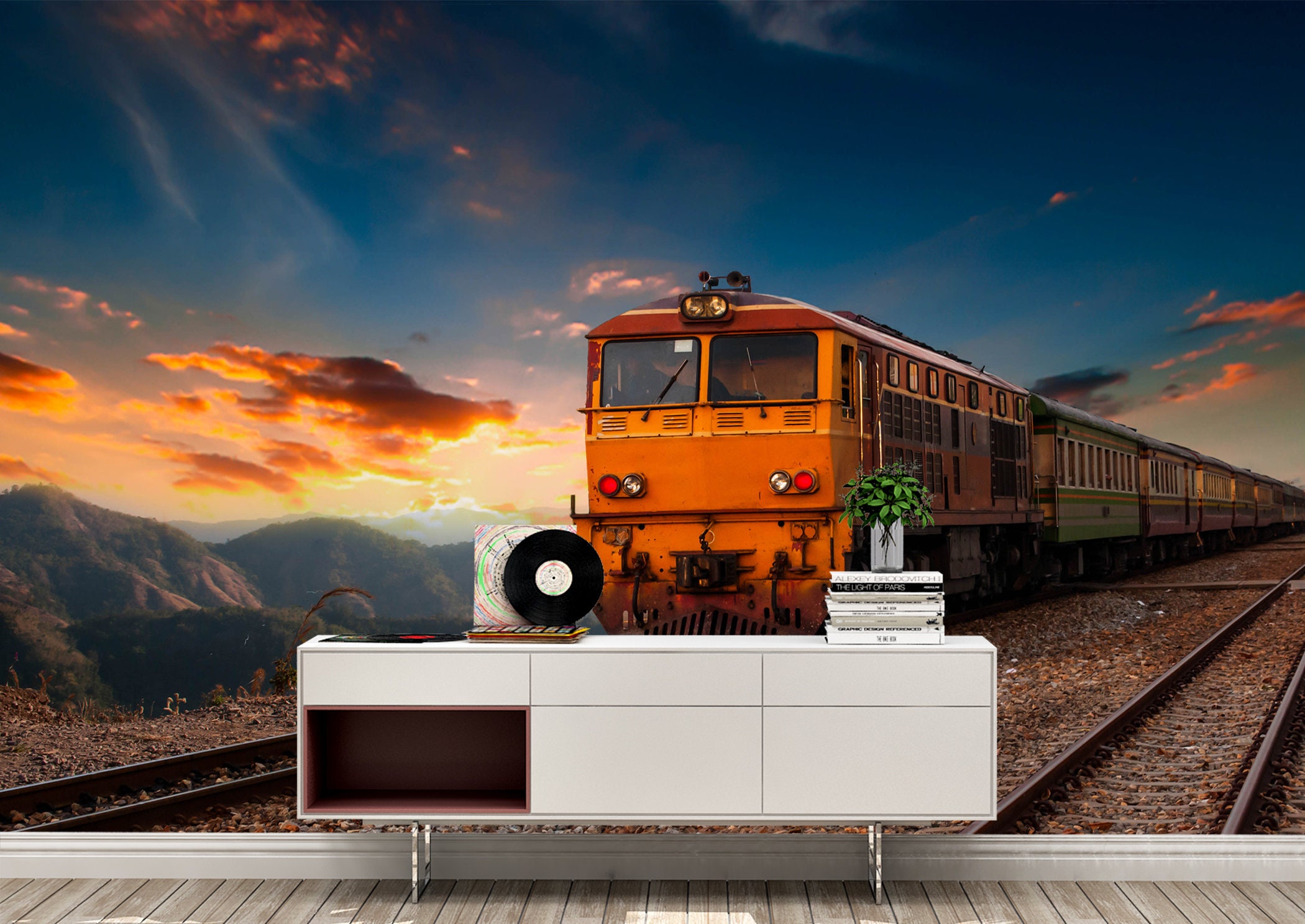 Old Train Wall Mural Wallpaper Wall Art Peel &Stick Self Etsy