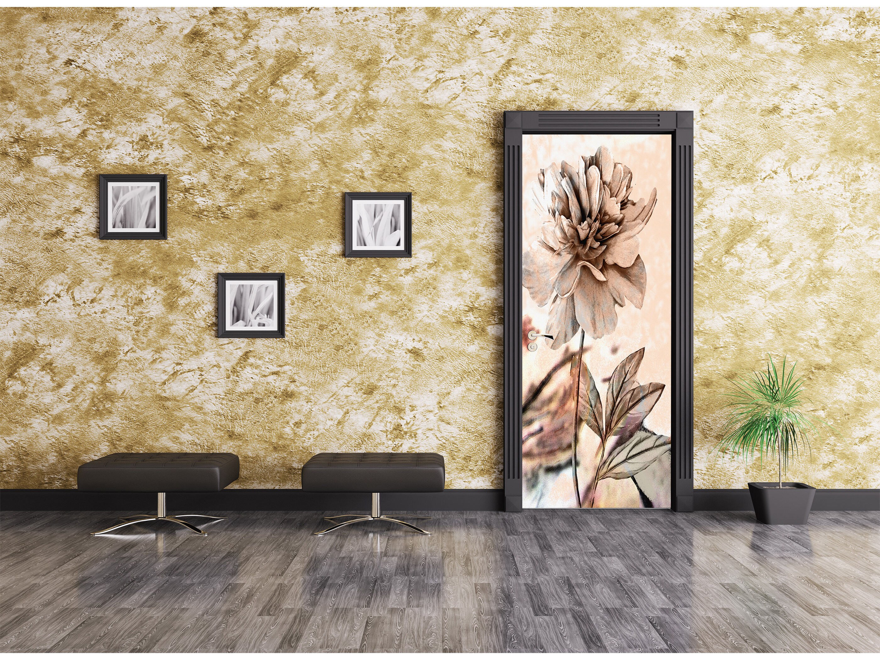 Flowers Oil Painting Door Mural Sticker Self Adhesive Door Etsy