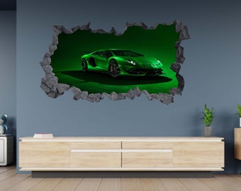 Sports Car Lamborghini Wall Stickers 3d Art Mural Decal Home Office Decor SJ3 Sports Car Lamborghini Wall Stickers 3d Art Mural Decal Home Office Decor SJ3