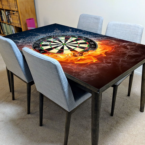 Dart Board Water & Fire Laminated Vinyl Cover Self-Adhesive for Desk and Tables