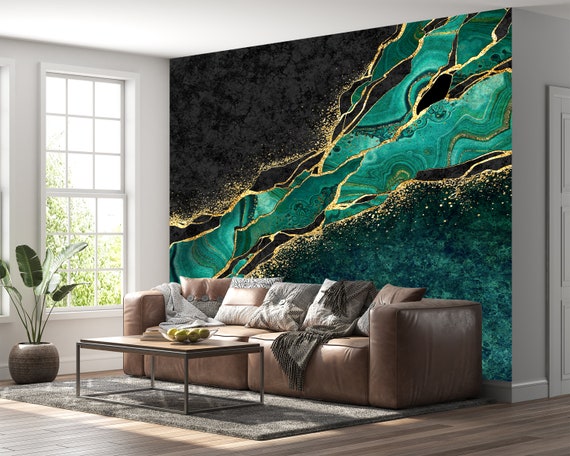 WallMall Damask Wallpaper for Living Room roll Full Wall Decor 53cmx1000cm  57 sqft Green Golden  Amazonin Home Improvement
