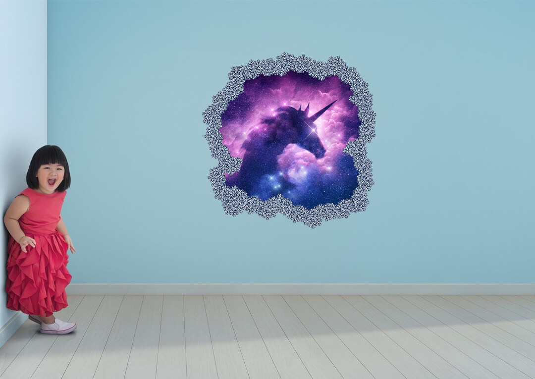 Unicorn Wall Decal Peel and Stick Vinyl Sticker Nursery Wall Etsy UK