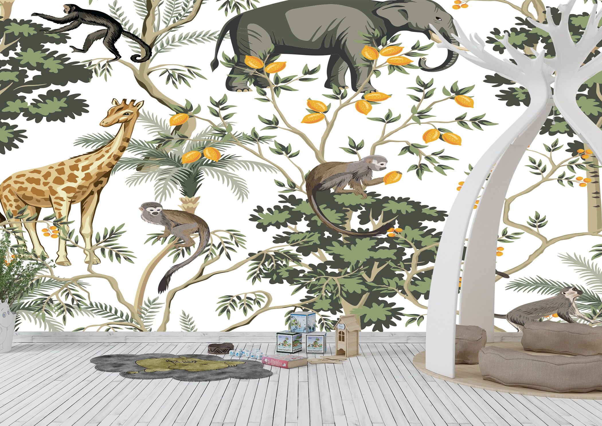 African Animals Background Wall Mural Photo Wallpaper UV Print Etsy