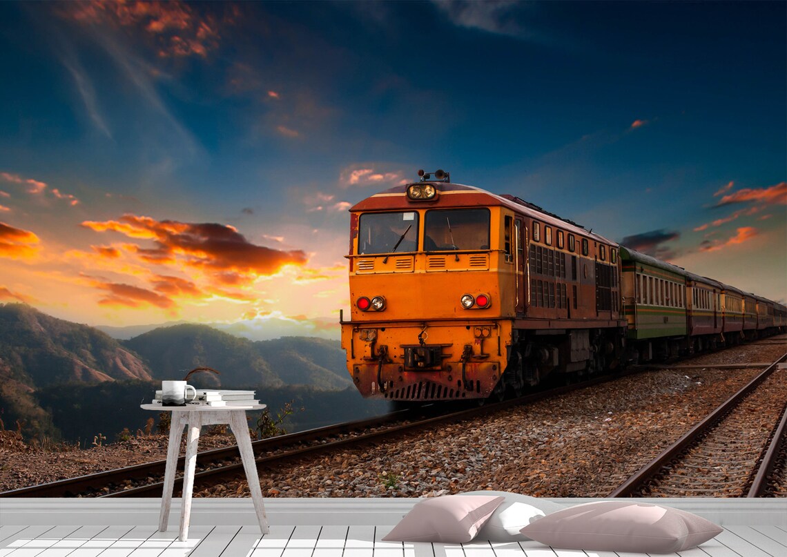 Old Train Wall Mural Wallpaper Wall Art Peel &Stick Self | Etsy