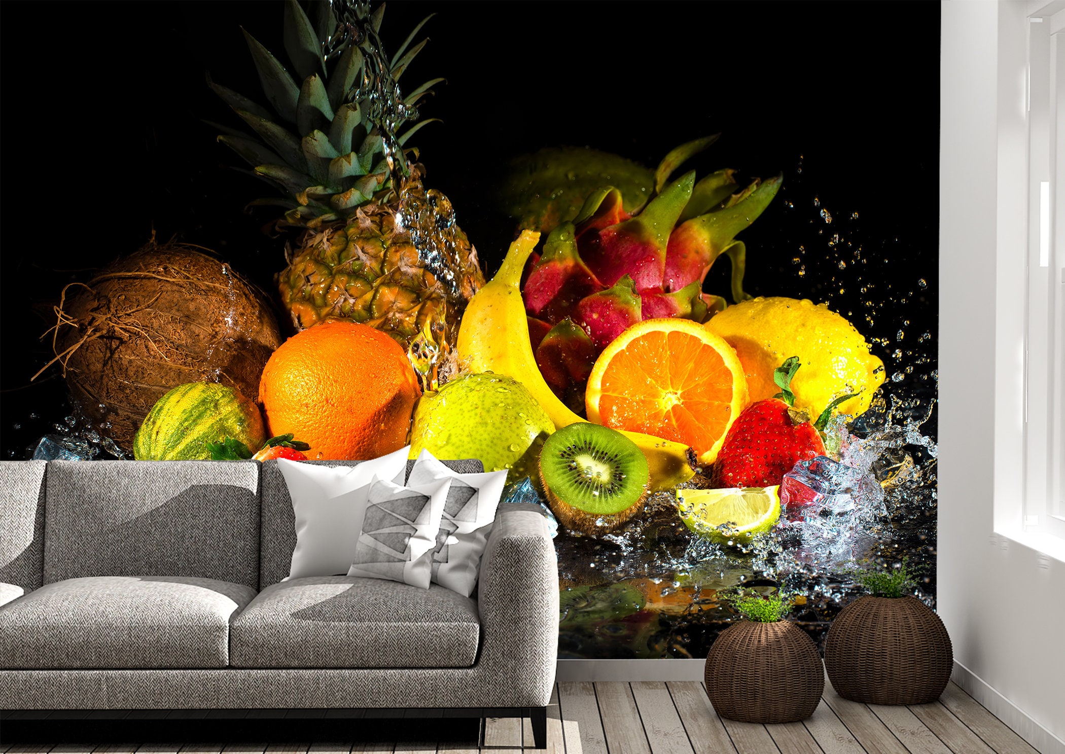 Tropical Fruits Wall Mural Wallpaper Wall Art Peel & Stick Etsy