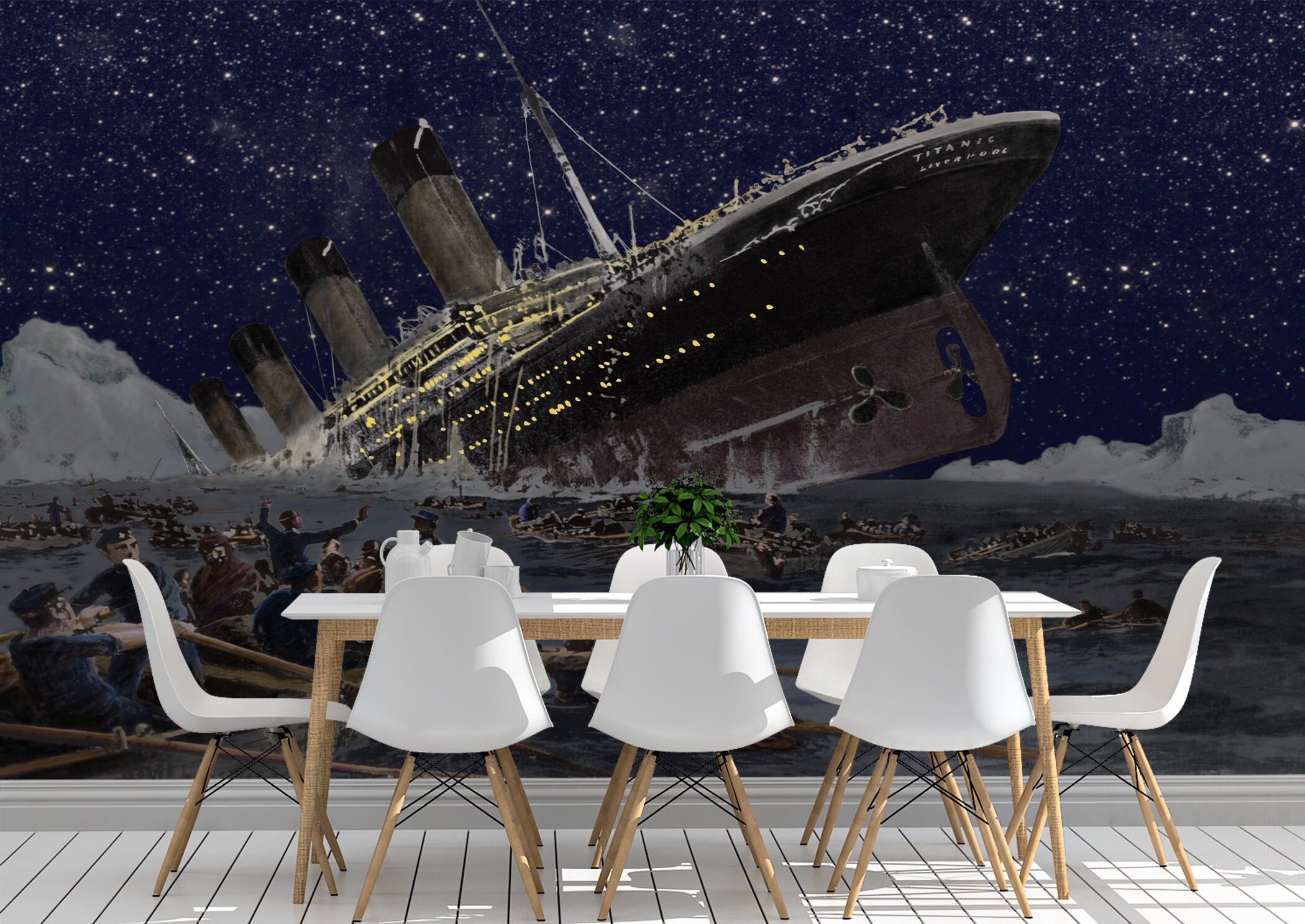 Painted Image of a Titanic Wall Mural Wallpaper Wall Art Peel Etsy UK