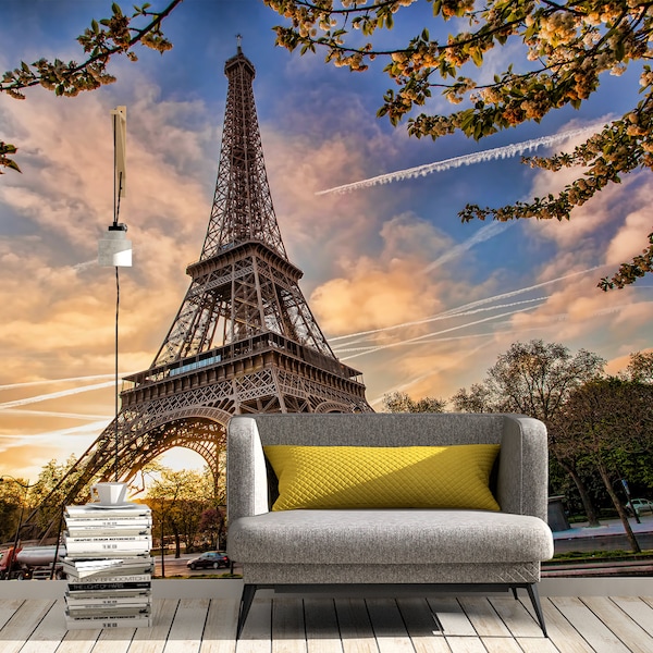 Eiffel Tower & Spring Wall Mural Photo Wallpaper UV Print Decal Art Décor