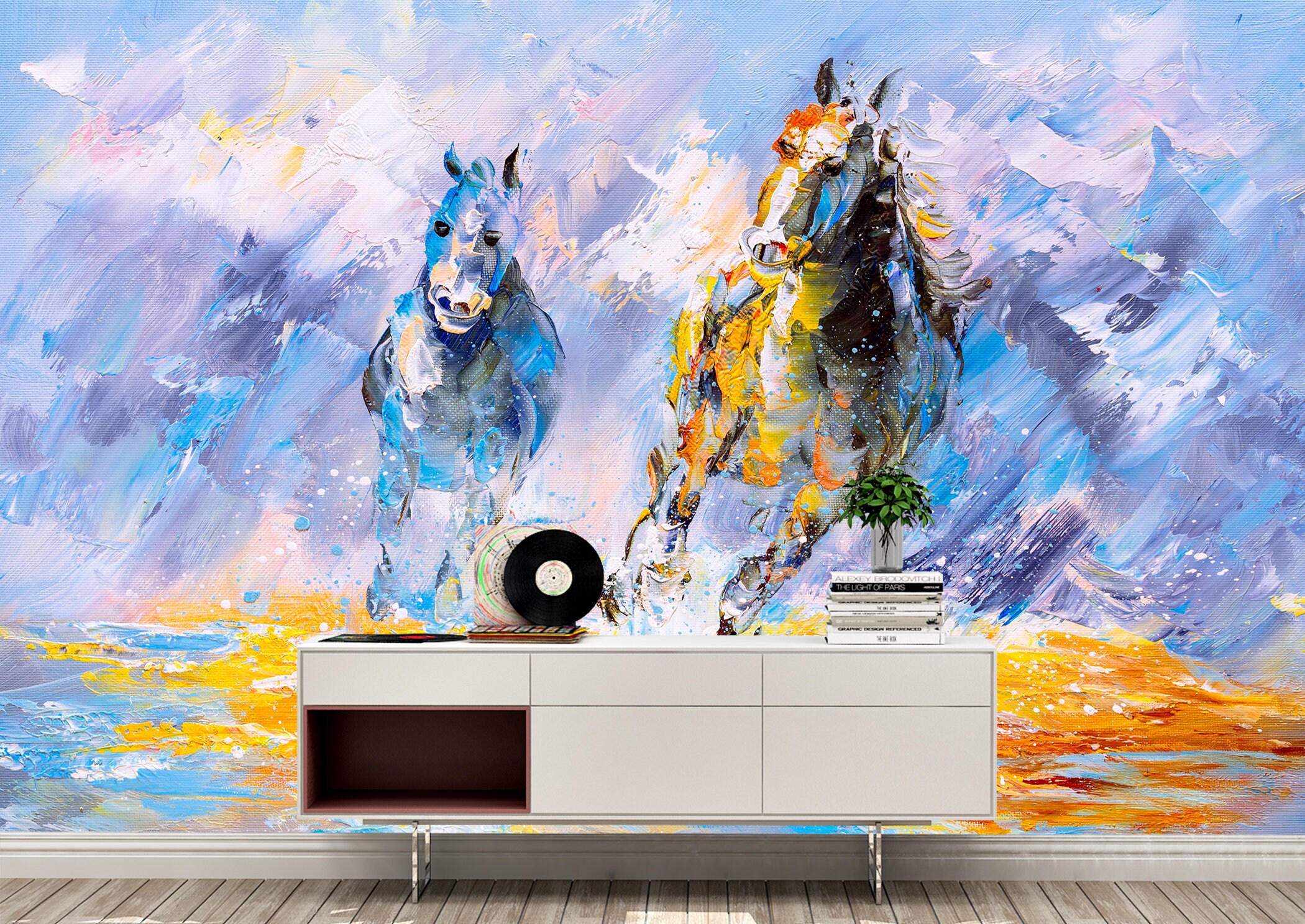 Painted Horses Wall Mural Wallpaper Wall Art Peel & Stick Self - Etsy UK
