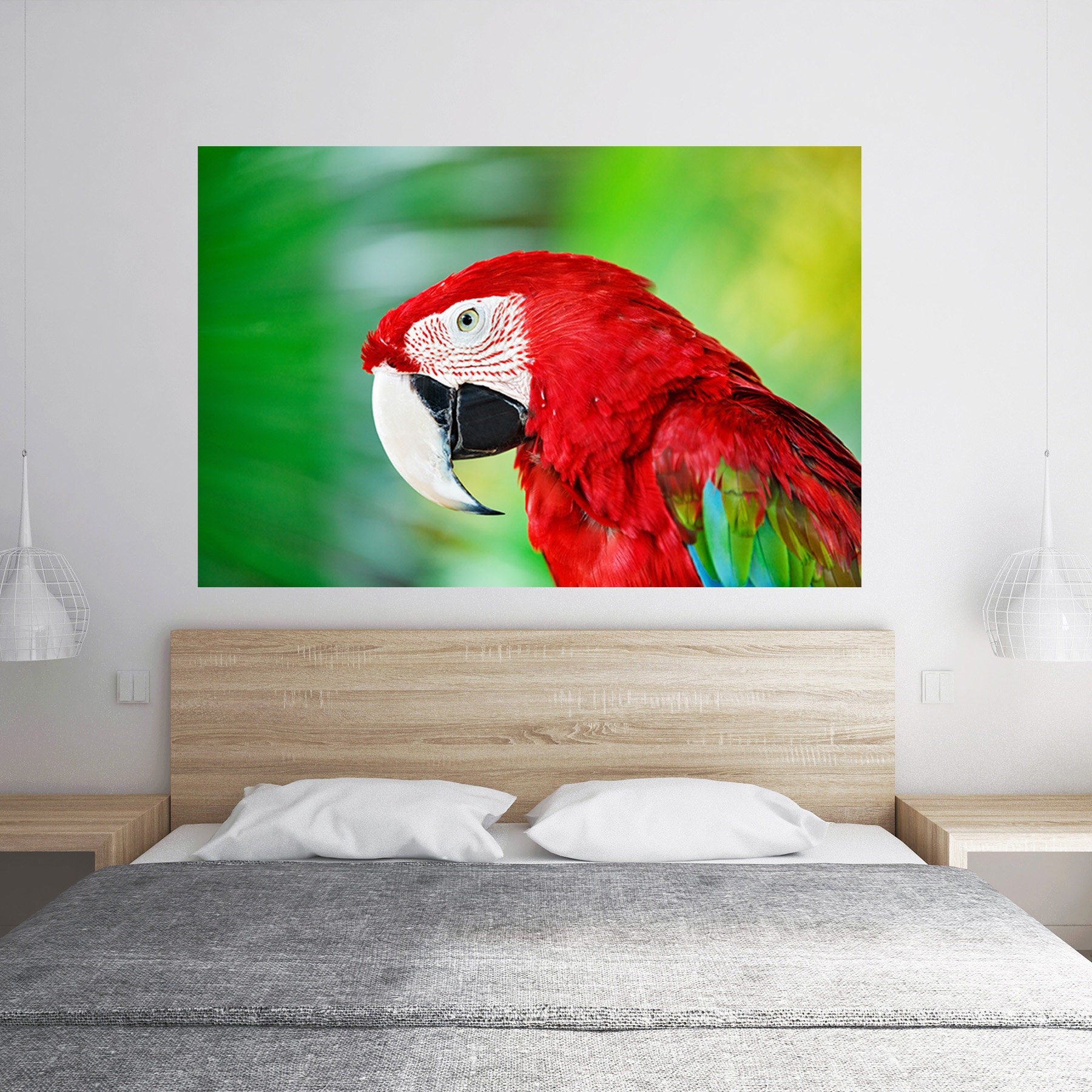 Wall Sticker Red Parrot Theme Nature Poster Self Adhesive Art Etsy UK