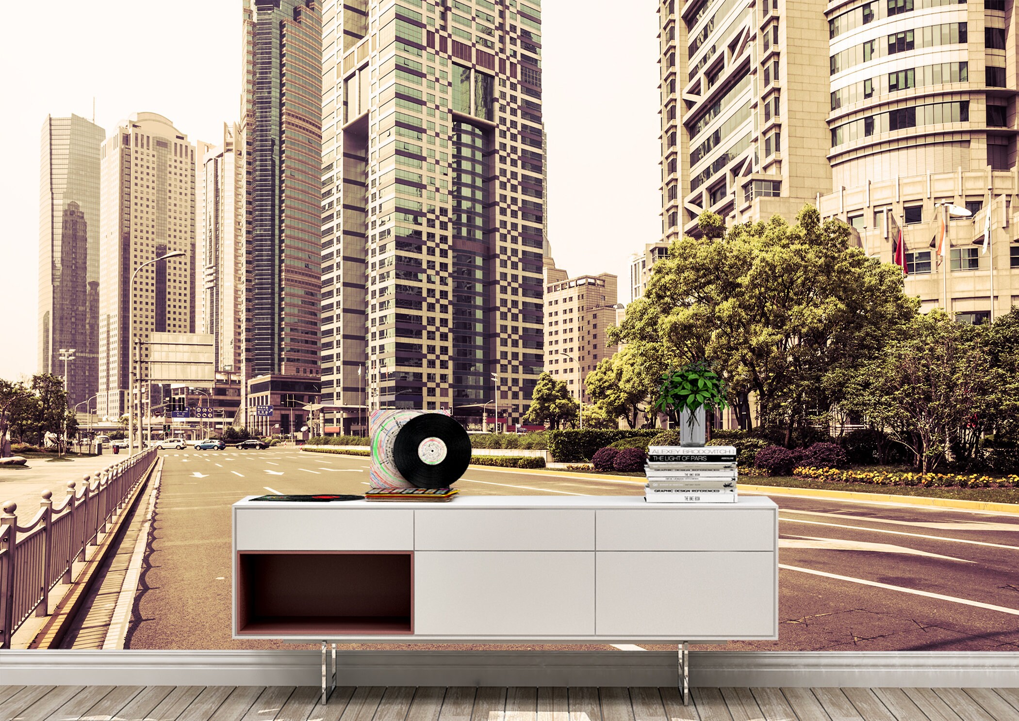 Avenue in Modern City Wall Mural Photo Wallpaper UV Print Etsy