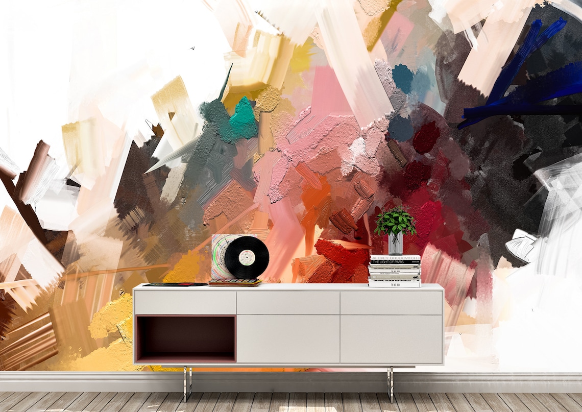 Abstract Painting Wall Mural Wallpaper Wall Art Peel & Stick Etsy