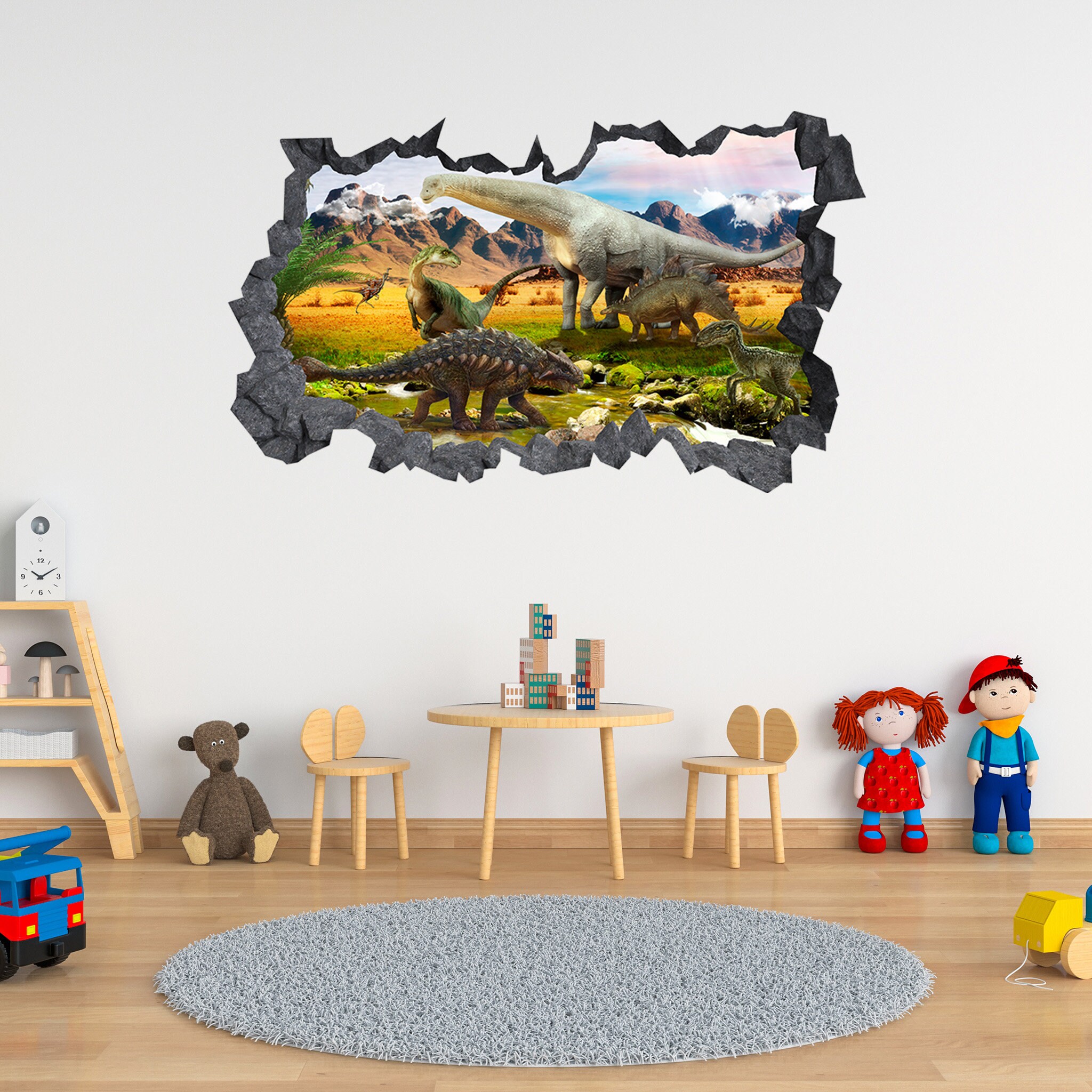 Buy Wall Sticker Dinosaurs Landscape 3D Hole in the Wall Effect Online in  India - Etsy