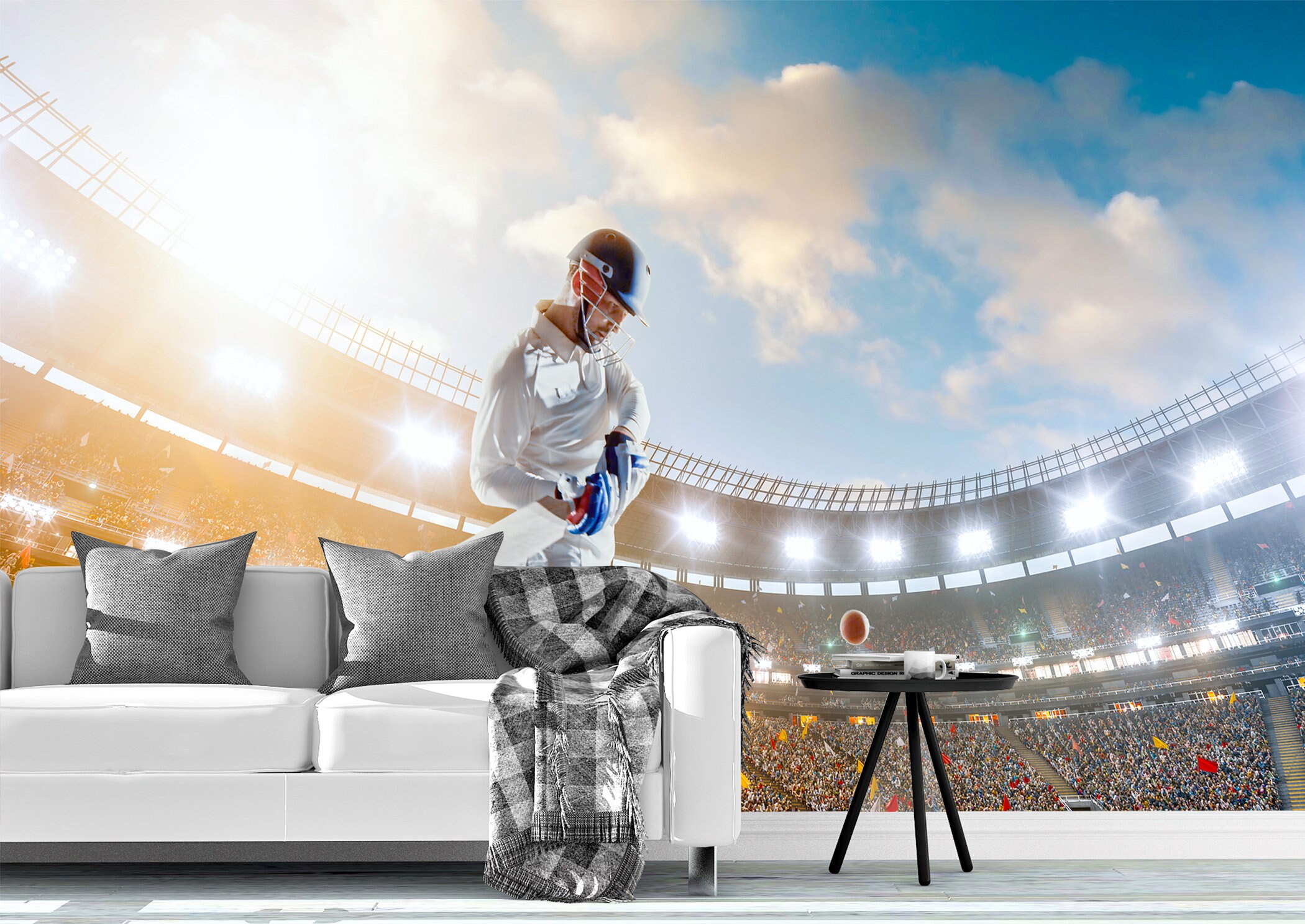 Cricket Player on Stadium Wall Mural Photo Wallpaper UV Print Etsy