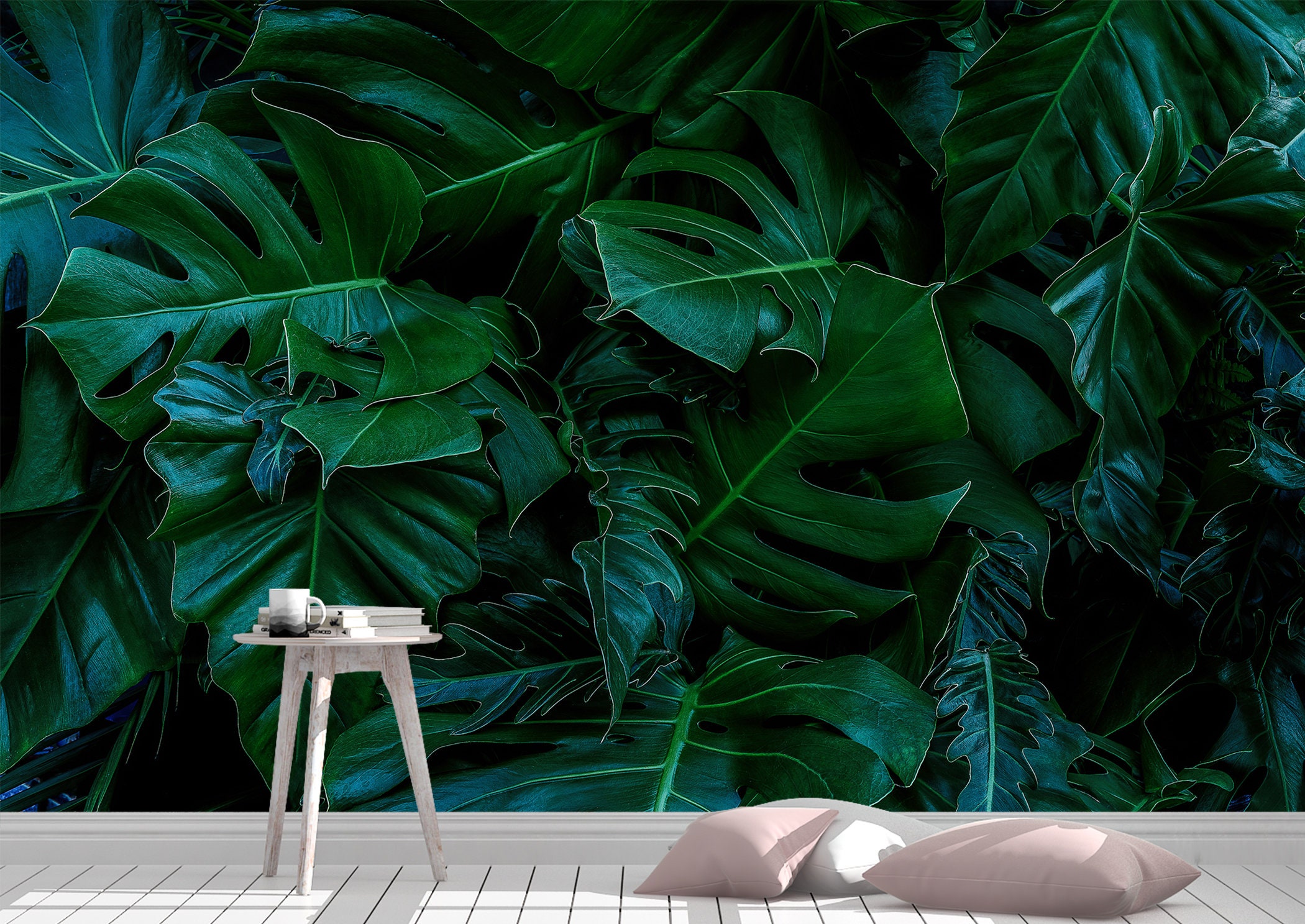 Monstera Leaves Wall Mural Wallpaper Wall Art Peel & Stick | Etsy