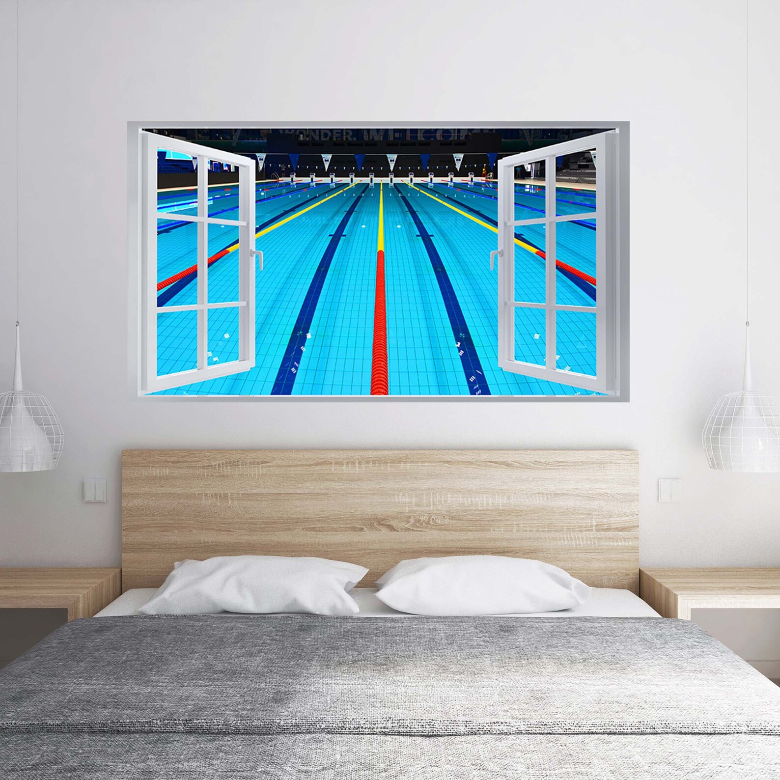 Wall Sticker Swimming Pool Theme 3D Window Effect Self - Etsy