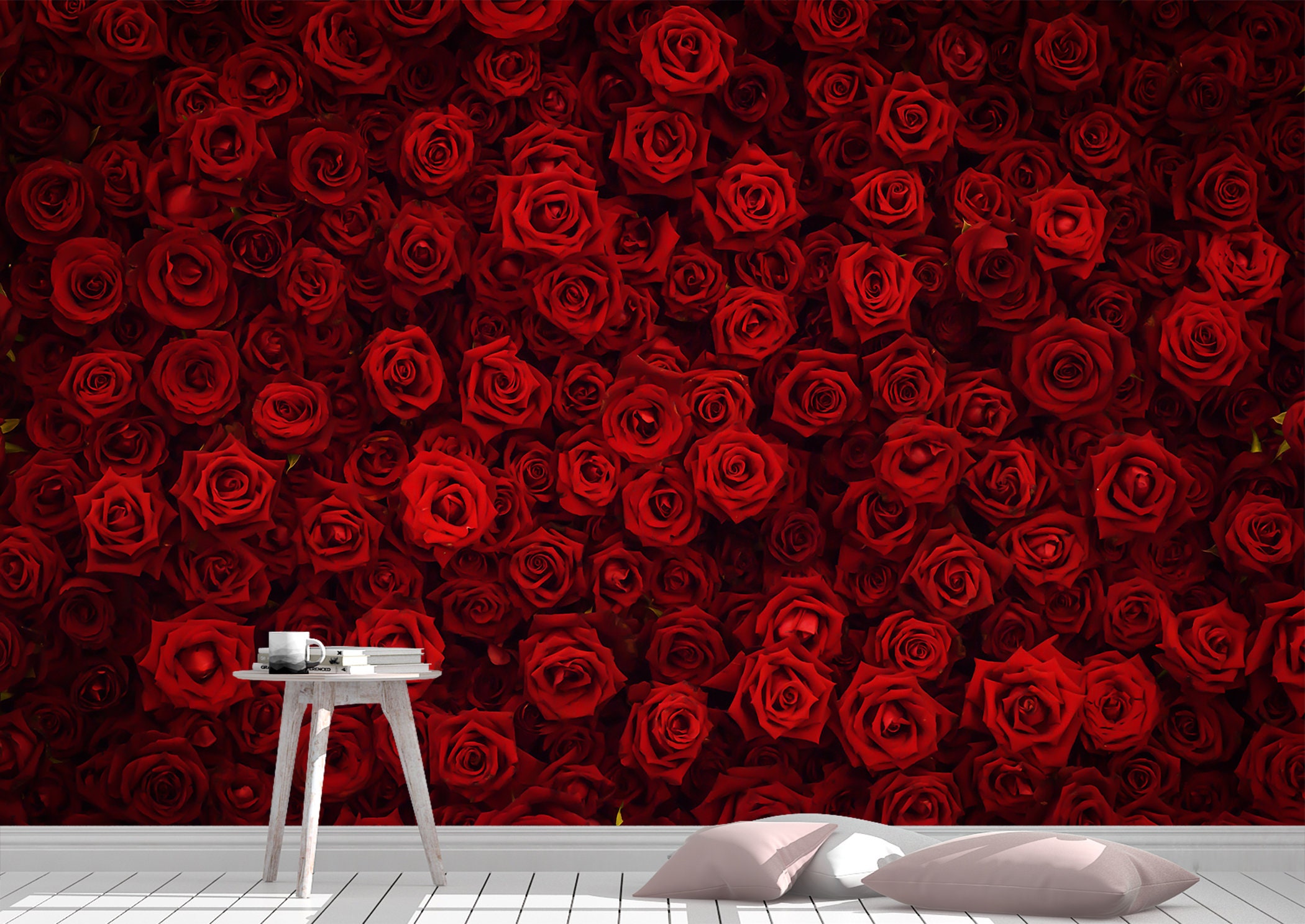 Red Roses Wall Mural Wallpaper Wall Art Peel & Stick Self Etsy