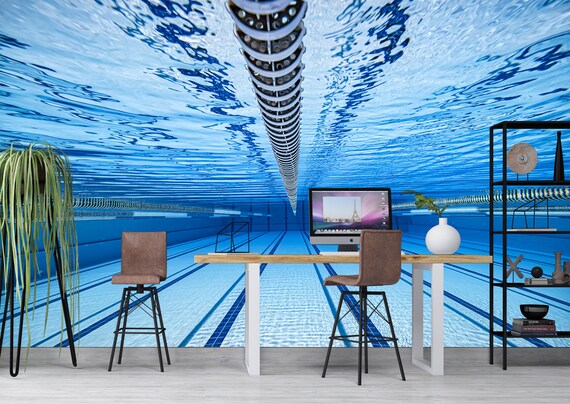 Papel pintado autoadhesivo para pared con diseño de piscina de agua y fondo  para papel pintado autoadhesivo de gran tamaño de la pared extraíble de