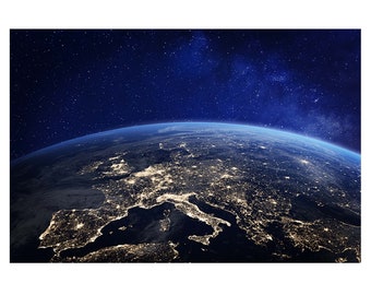 View From Space On Europe Poster Self-Adhesive Wall Sticker Decal Deco Mural