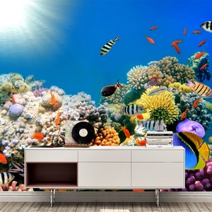 Underwater Life Wall Mural Wallpaper Wall Art Peel & Stick - Etsy UK