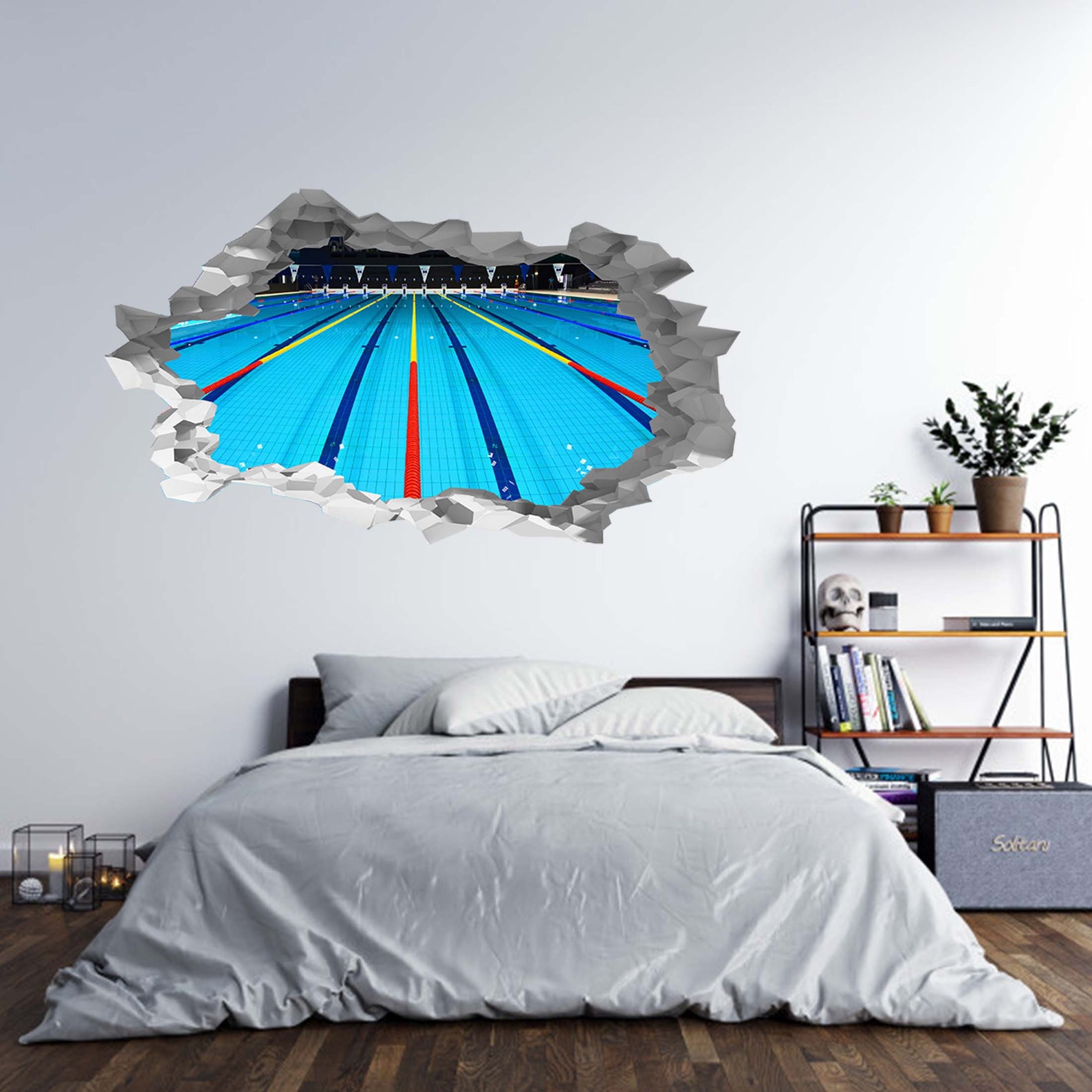 Wall Sticker Swimming Pool Theme 3D Hole in The Wall Effect B | Etsy