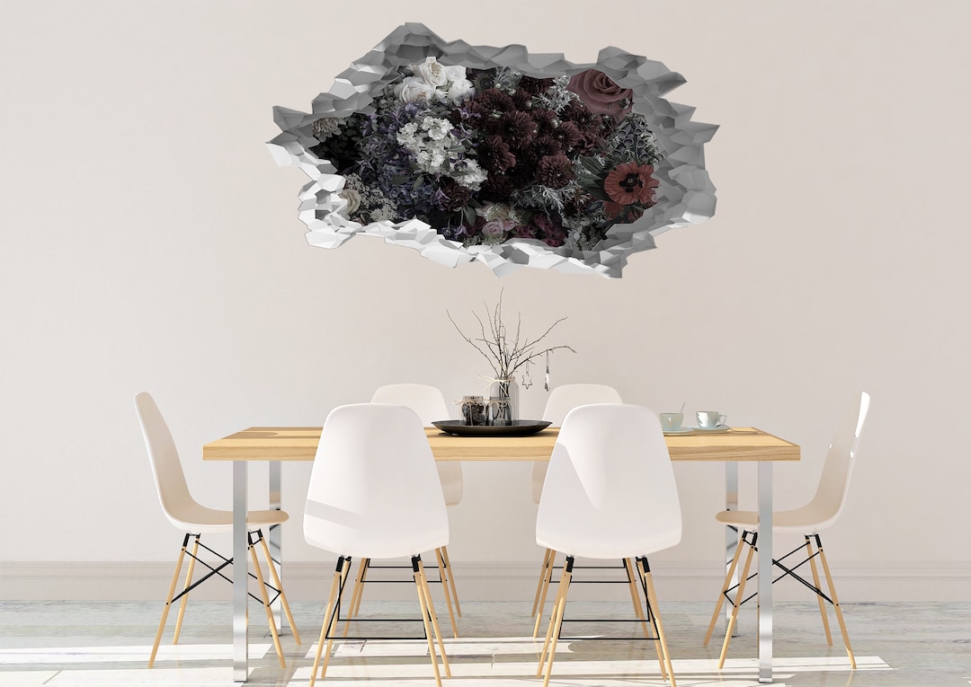 Floral Wall Art Peel and Stick Wall Decal Vinyl Stickers Decor Wall ...