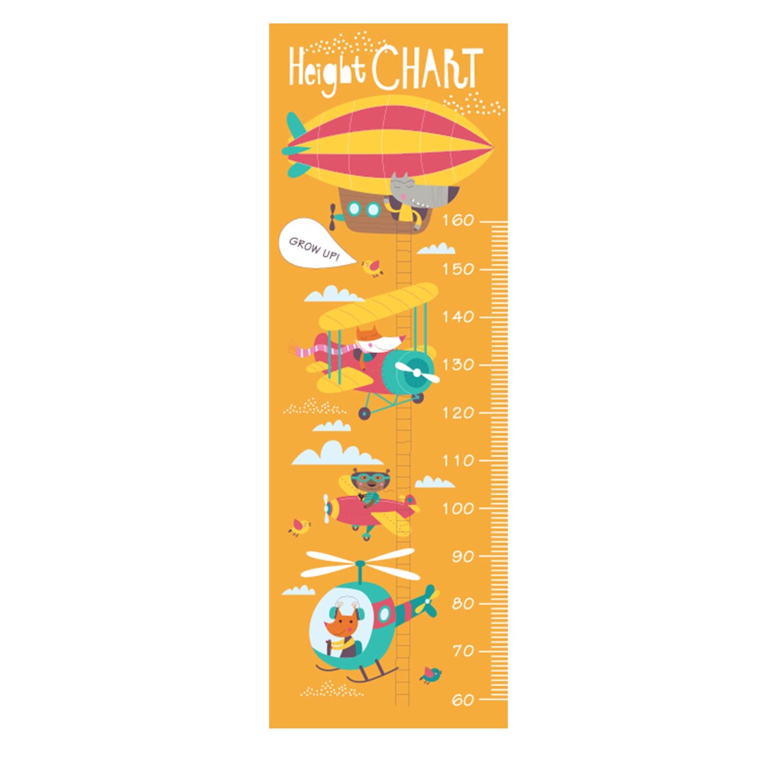 Planes Height Chart For Kids Self Adhesive Wall Decal Sticker Etsy