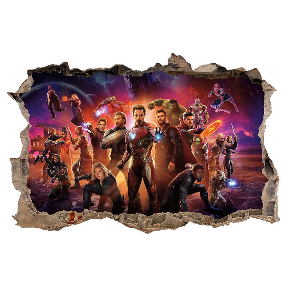 Wall Sticker Marvel Avengers Tema 3D Agujero en la pared Etsy España