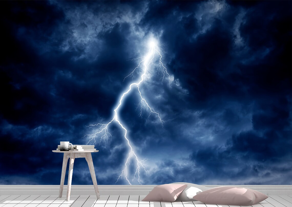 Sky Lightning Wall Mural Wallpaper Wall Art Peel & Stick Self Etsy