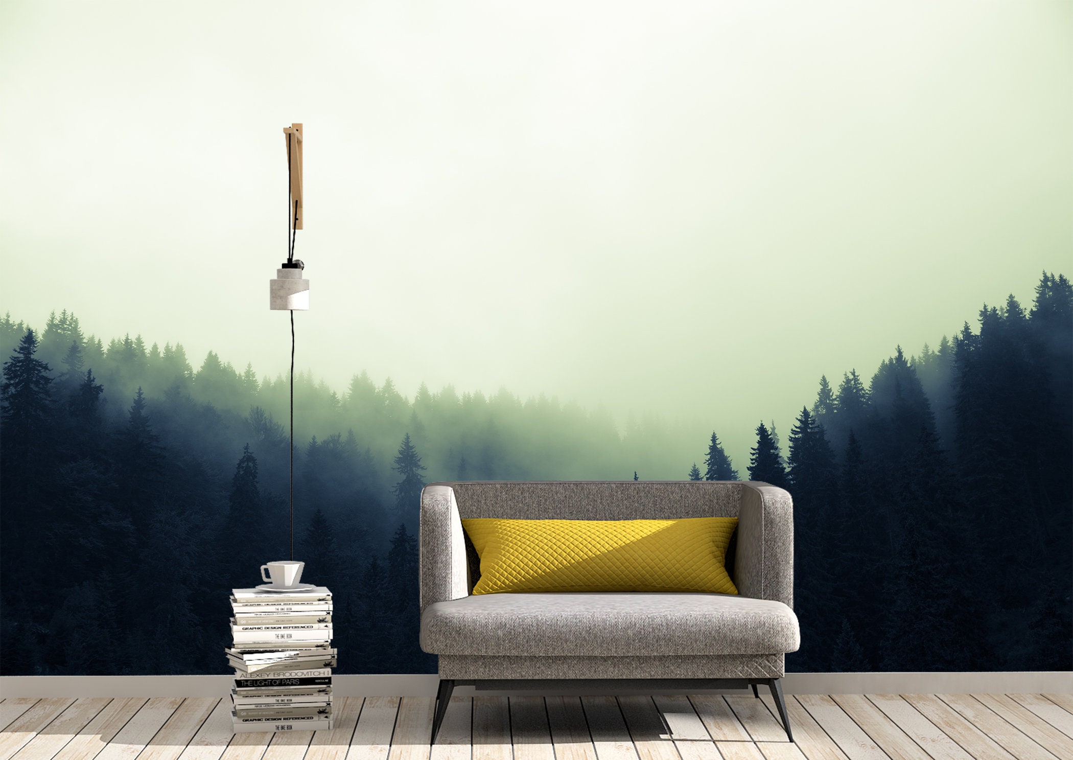 Mysterious Forest & Fog Wall Mural Photo Wallpaper UV Print Etsy