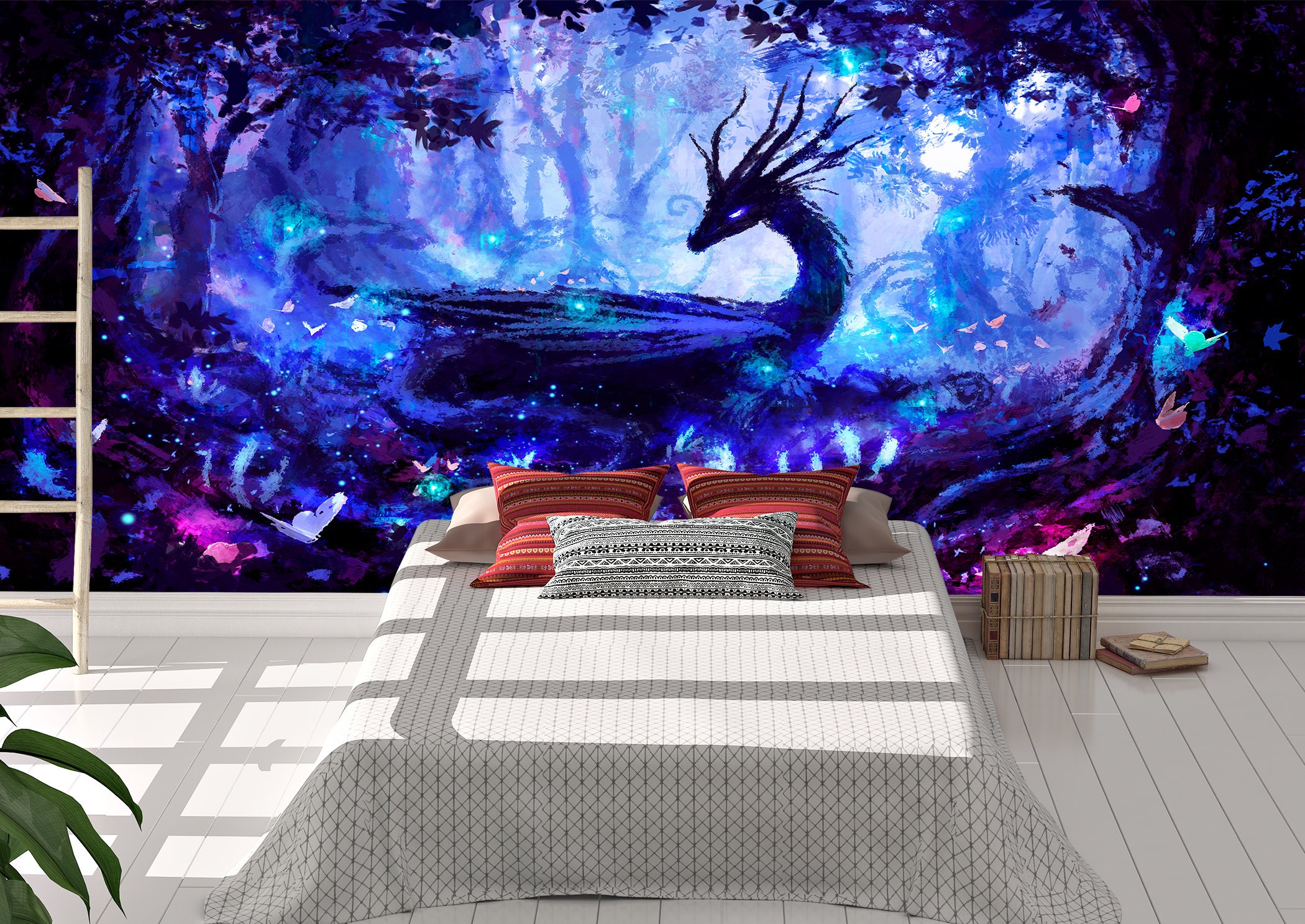 Magic Dragon Wall Mural Wallpaper Wall Art Peel & Stick Self Etsy UK