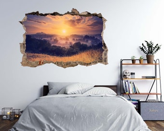 Summer Sunrise Lake Wall Stickers Mural Decal Poster Kids Room Home Decor AS31 Summer Sunrise Lake Wall Stickers Mural Decal Poster Kids Room Home Decor AS31