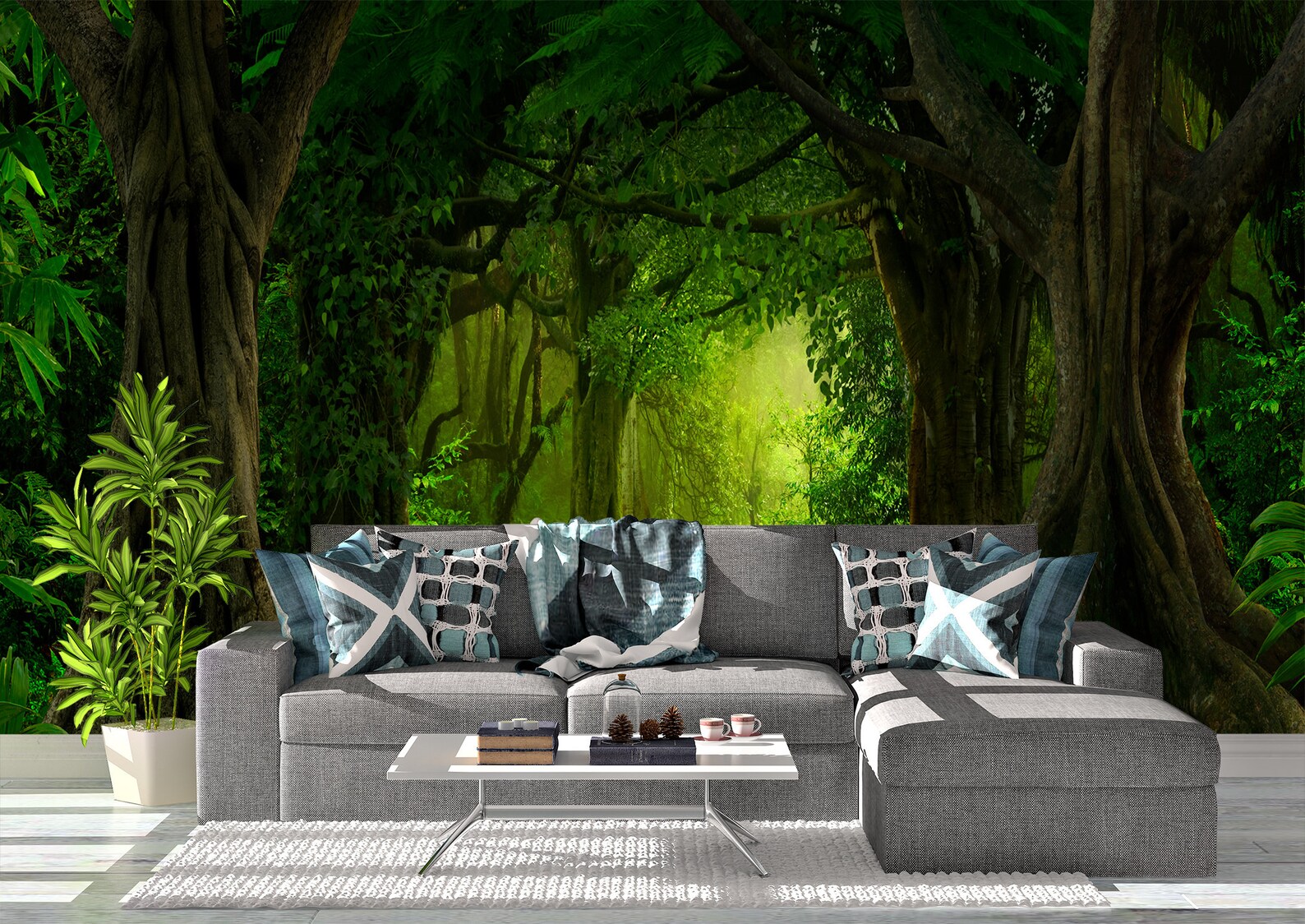 Green Forest Wall Mural Wallpaper Wall Art Peel & Stick Self | Etsy